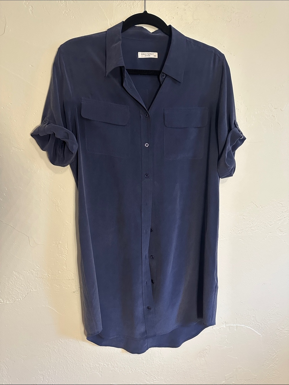Equipment women’s silk Navy Button-Down Shirt Dress